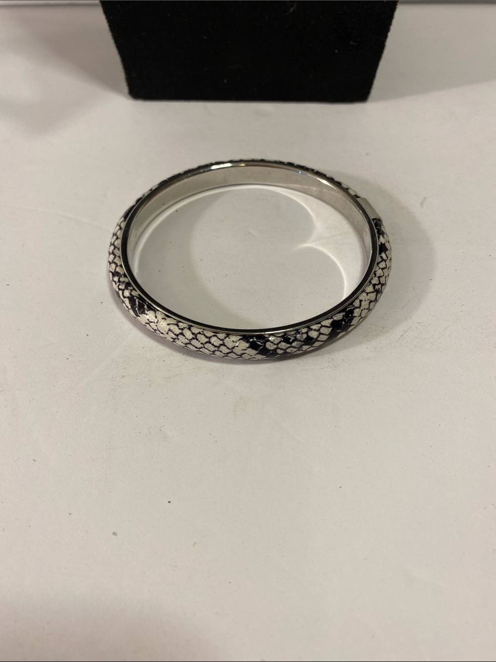 Silver tone faux snakeskin bracelet